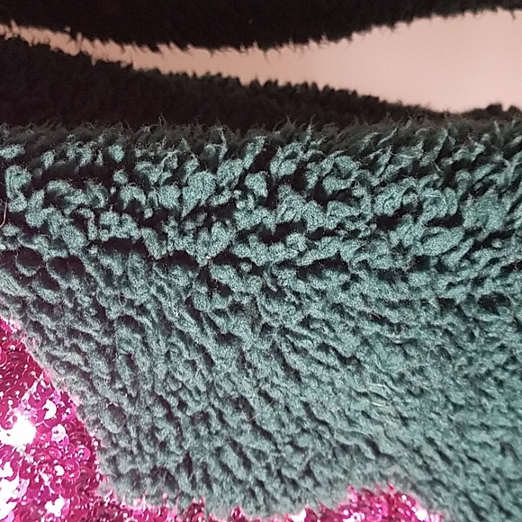 Kitty Cat Kitten Green Sequin Sweater Size Small 4-6 Soft Fuzzy Warm - Picture 3 of 5